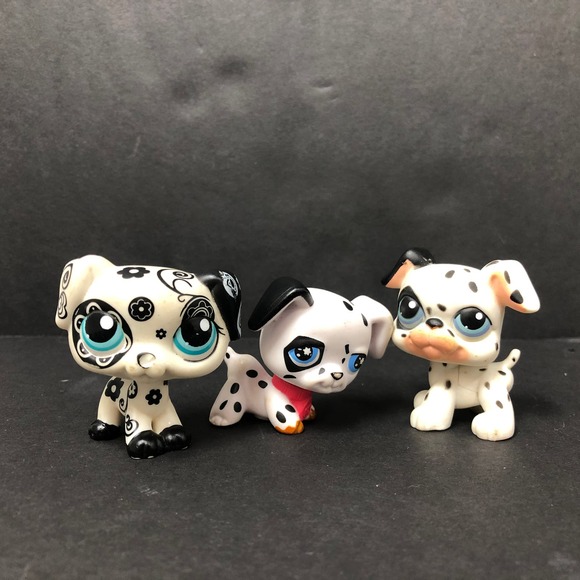 Littlest Pet Shop Dalmatian LOT of 3 Puppy Dog #44 Boxer Mold #700 #1613 LPS - Picture 1 of 6